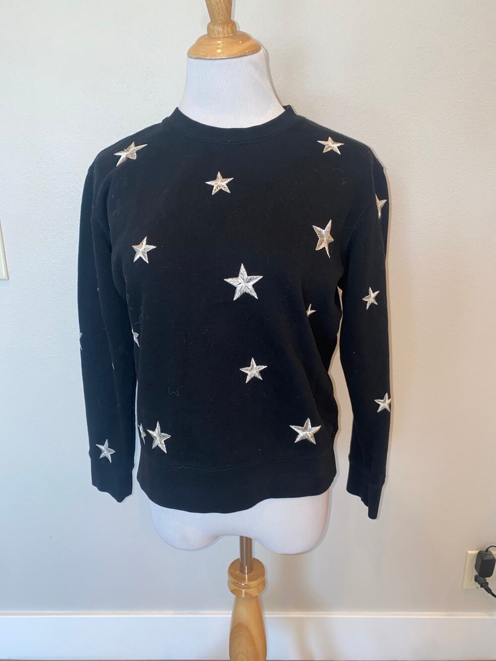 DRIFTWOOD Star Embroidery Sweatshirt in Black/white Size Small